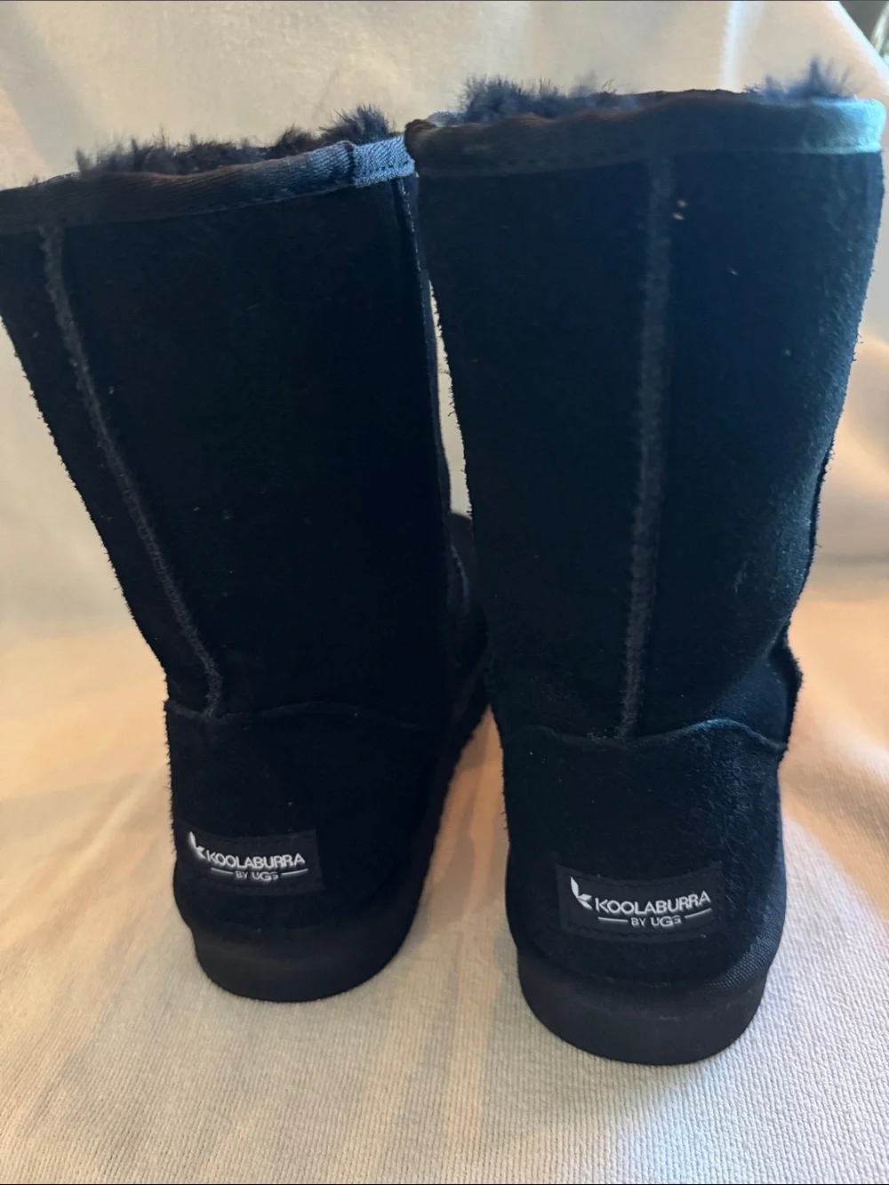 Koolaburra by Ugg Black Suede Shearling-Lined Mid-Calf Boots - Like New - Size 8